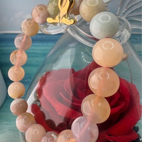 27G Natural 10MM Flower Agate Beaded Bracelet Reiki Crystal 6” Cream Quartz - Picture 3 of 10